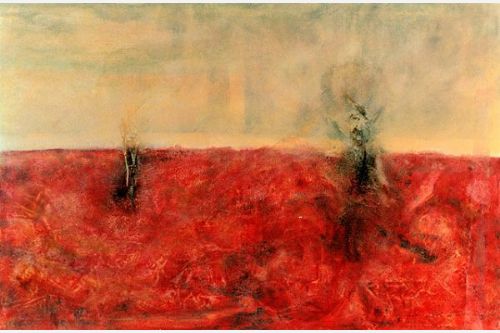 Paisaje con fumarolas - óleo/ tela 97x146 cm.