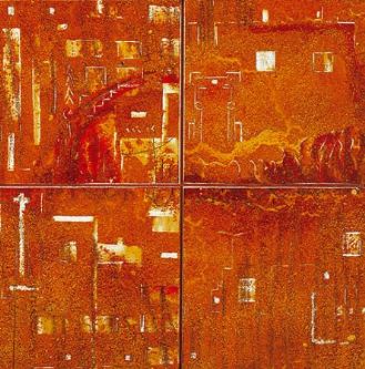 Chinescas 5 - Mixta/ madera 40x40 cm.