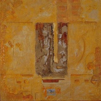 Caido - Mixta/ madera 65x65 cm.
